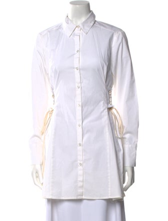 Neiman Marcus Long Sleeve Button-Up Top