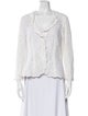 Neiman Marcus Lace Pattern V-Neck Blouse