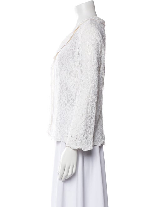 Neiman Marcus Lace Pattern V-Neck Blouse