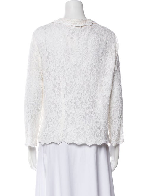 Neiman Marcus Lace Pattern V-Neck Blouse