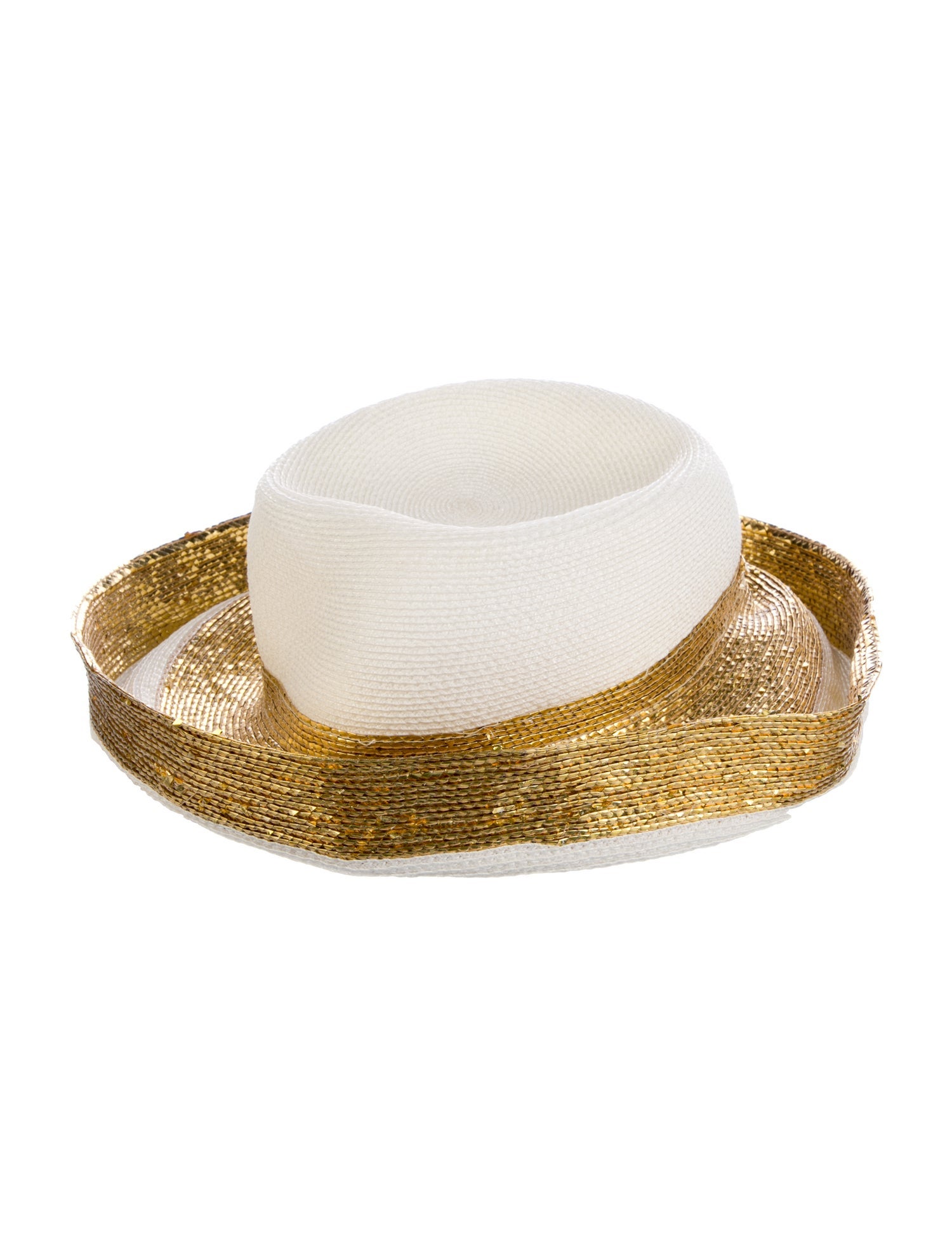 Neiman Marcus white pattern print hat