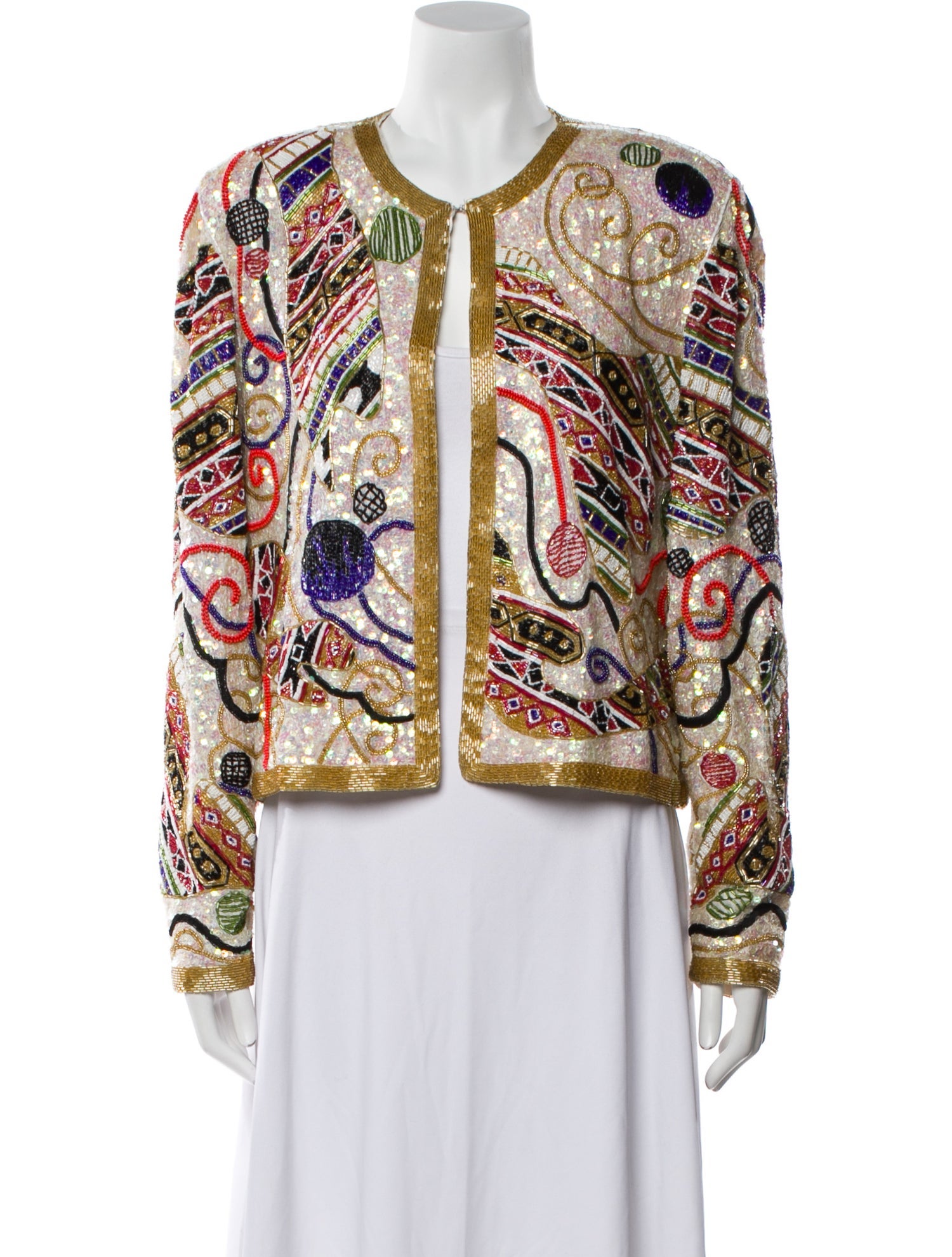 Neiman Marcus Silk Printed Evening Jacket