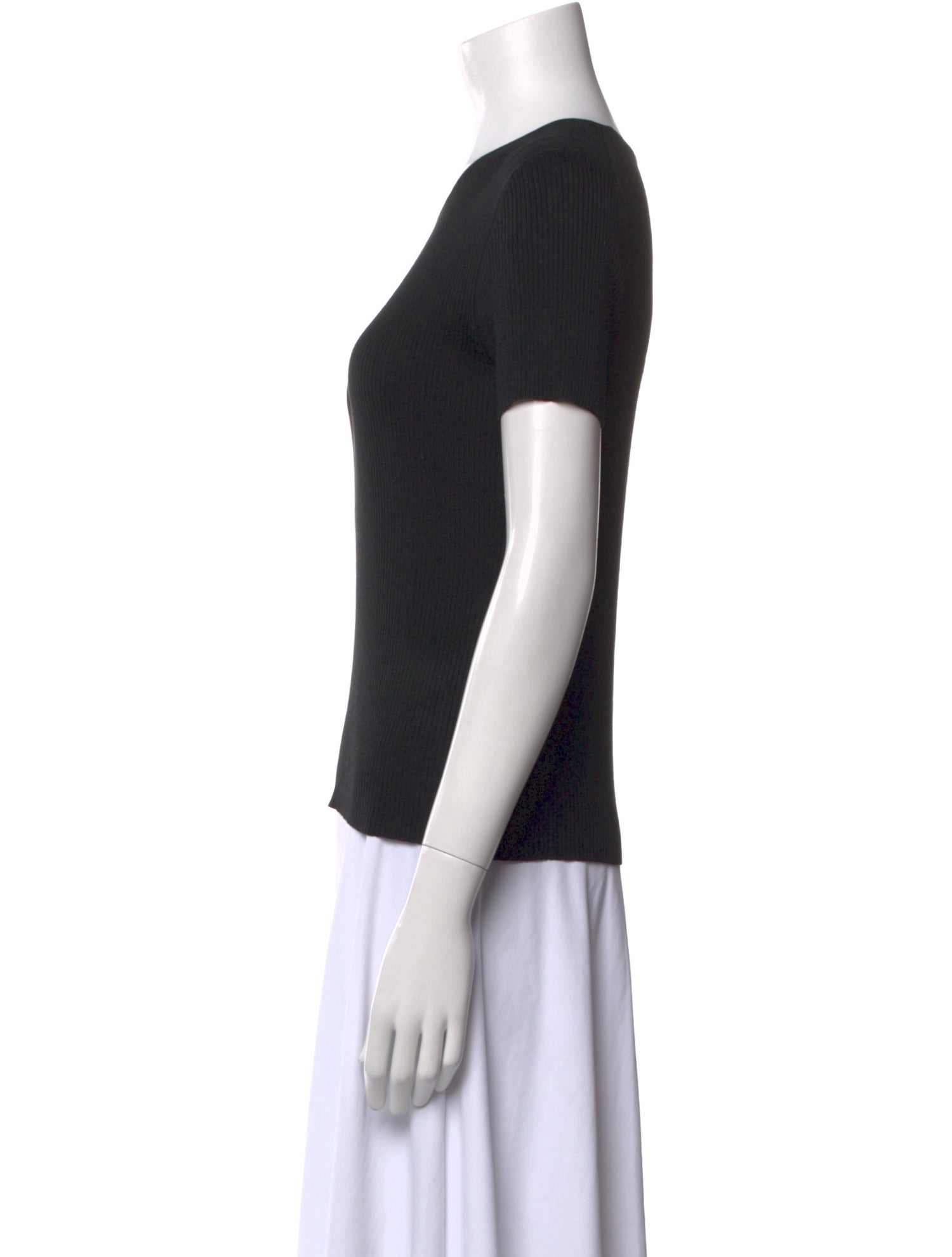 Neiman Marcus Silk Scoop Neck T-Shirt