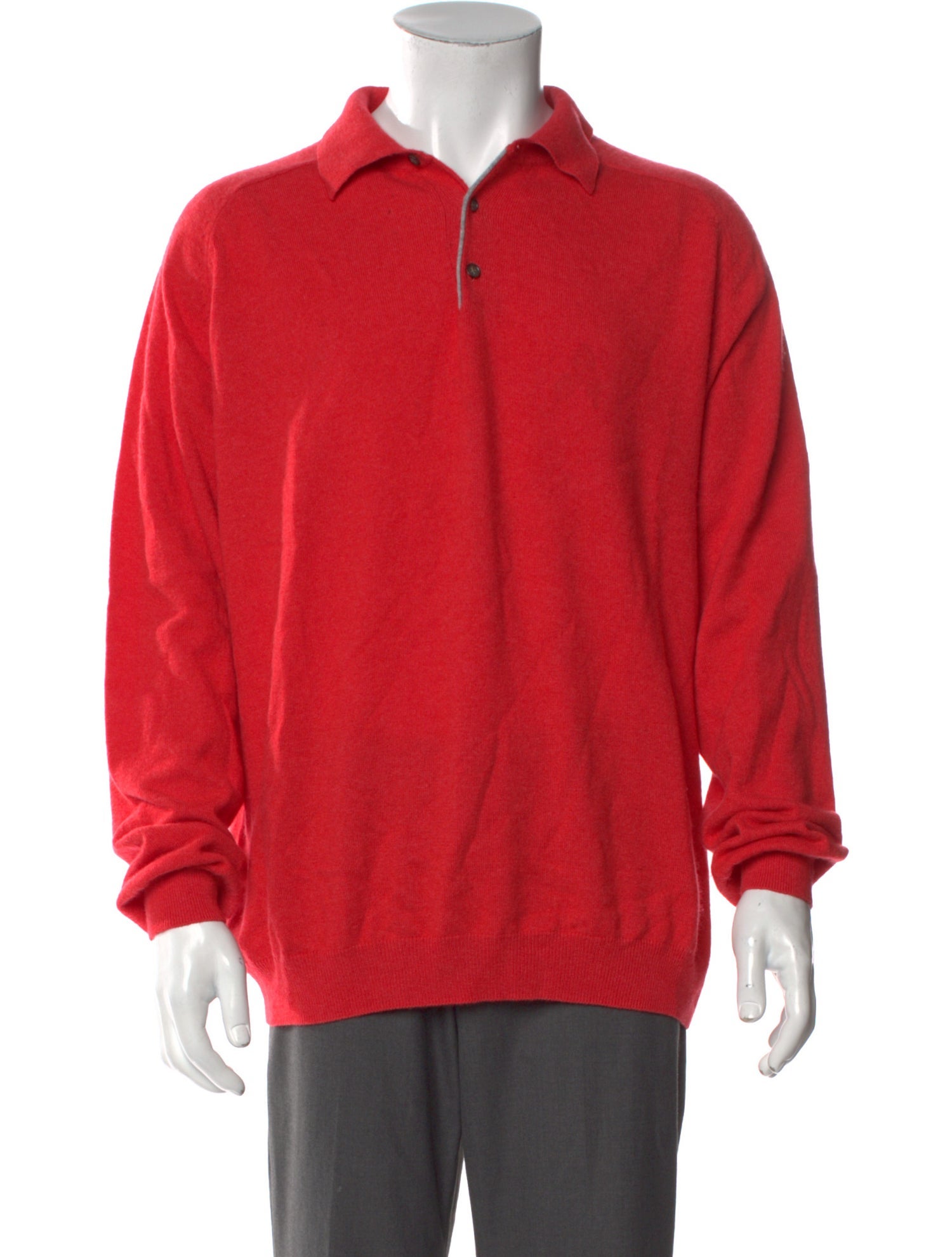 Neiman Marcus Cashmere V-Neck Polo Sweater