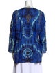 Neiman Marcus Silk Tie-Dye Print Button-Up Top