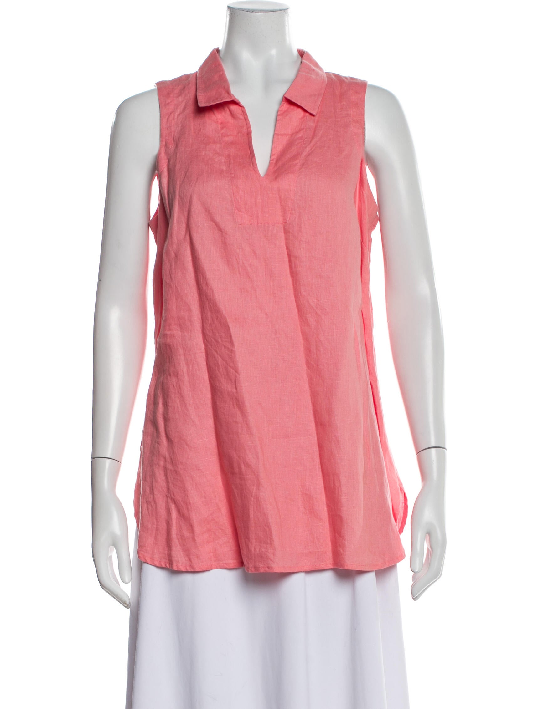 Neiman Marcus Linen V-Neck Polo