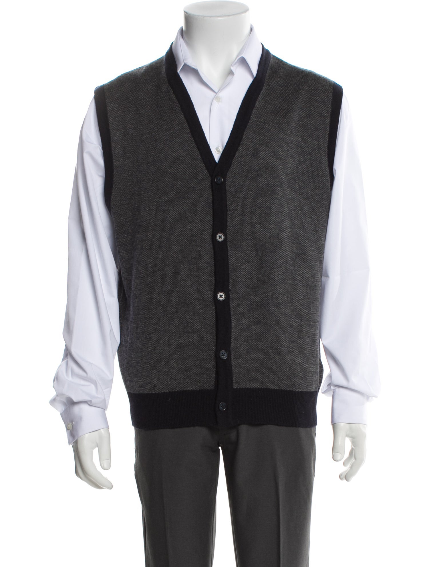Neiman Marcus V-Neck Sleeveless Sweater Vest