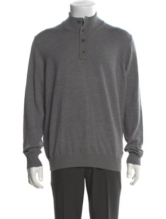Neiman Marcus Merino Wool Mock Neck Pullover