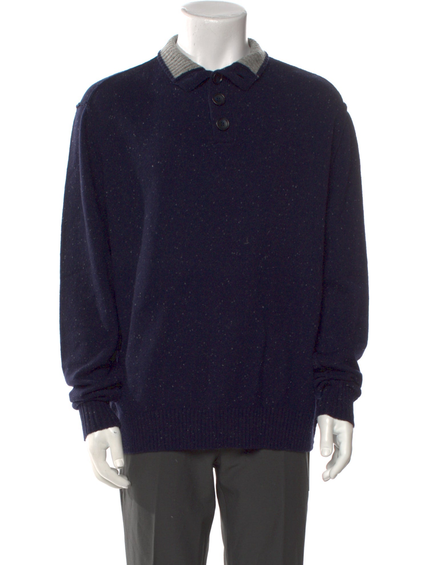 Neiman Marcus Collar Long Sleeve Polo Sweater