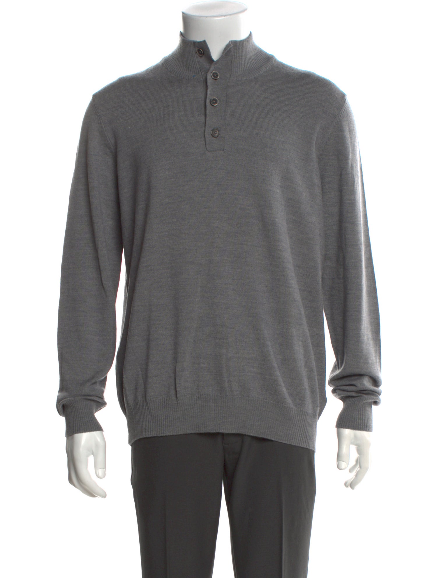 Neiman Marcus Merino Wool Mock Neck Pullover