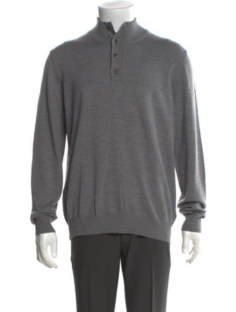 Neiman Marcus Merino Wool Mock Neck Pullover