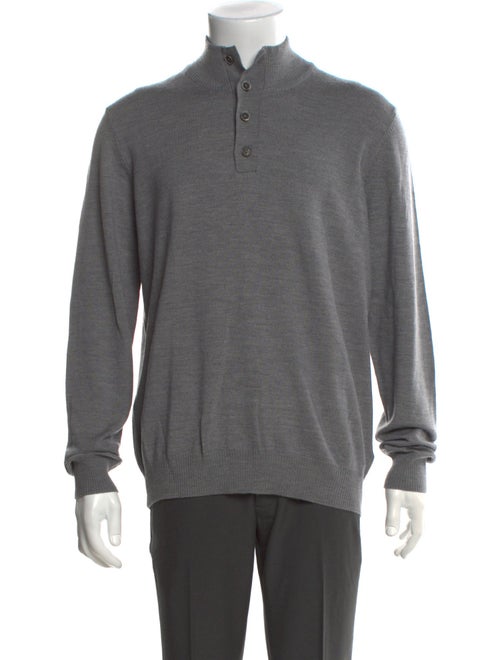 Neiman Marcus Merino Wool Mock Neck Pullover