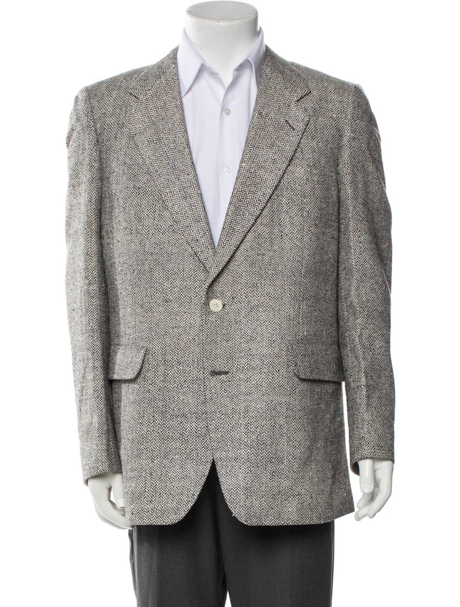 Neiman Marcus Silk Tweed Pattern Peacoat