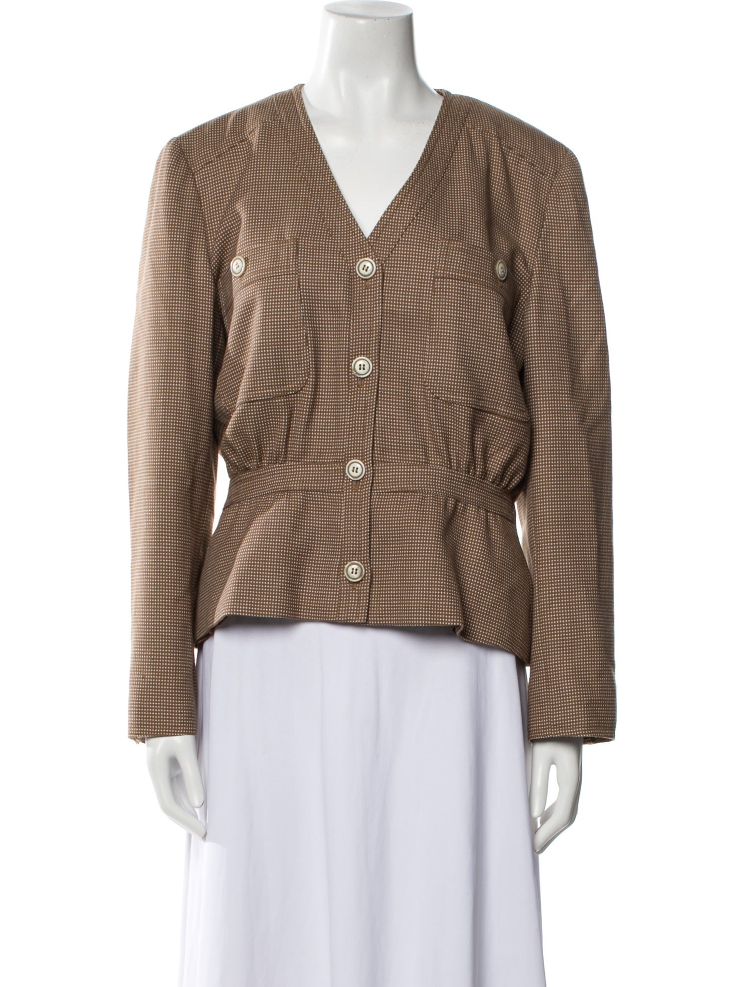 Neiman Marcus Wool Polka Dot Print Blazer