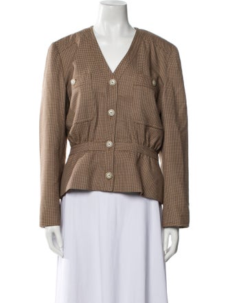 Neiman Marcus Wool Polka Dot Print Blazer