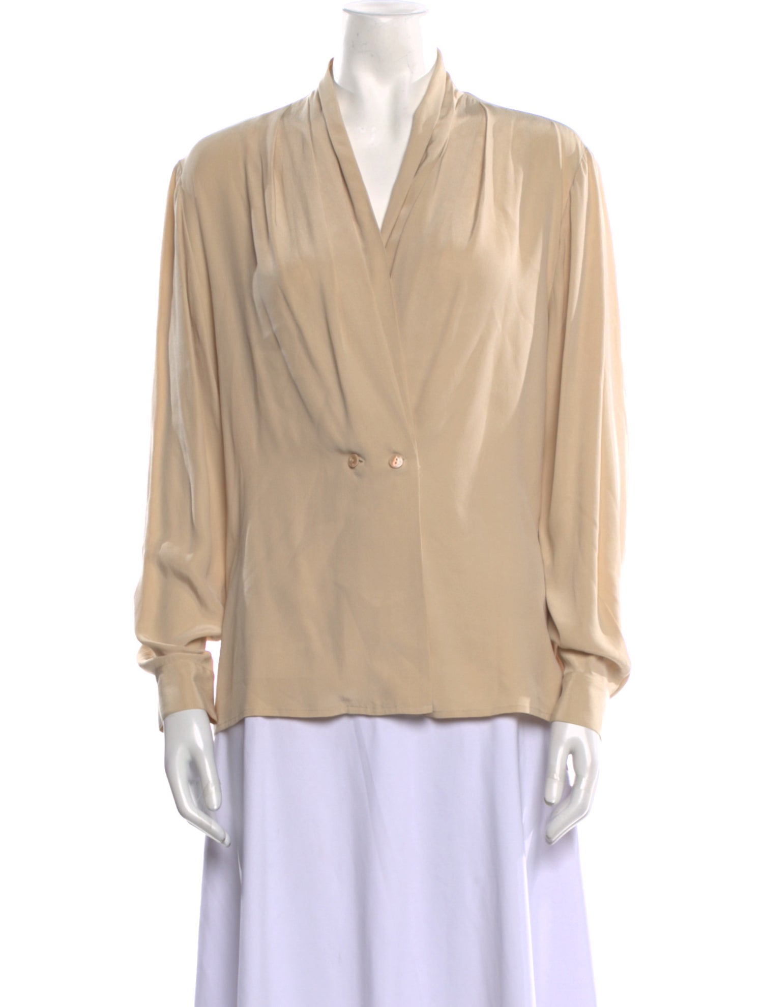 Neiman Marcus Silk V-Neck Blouse