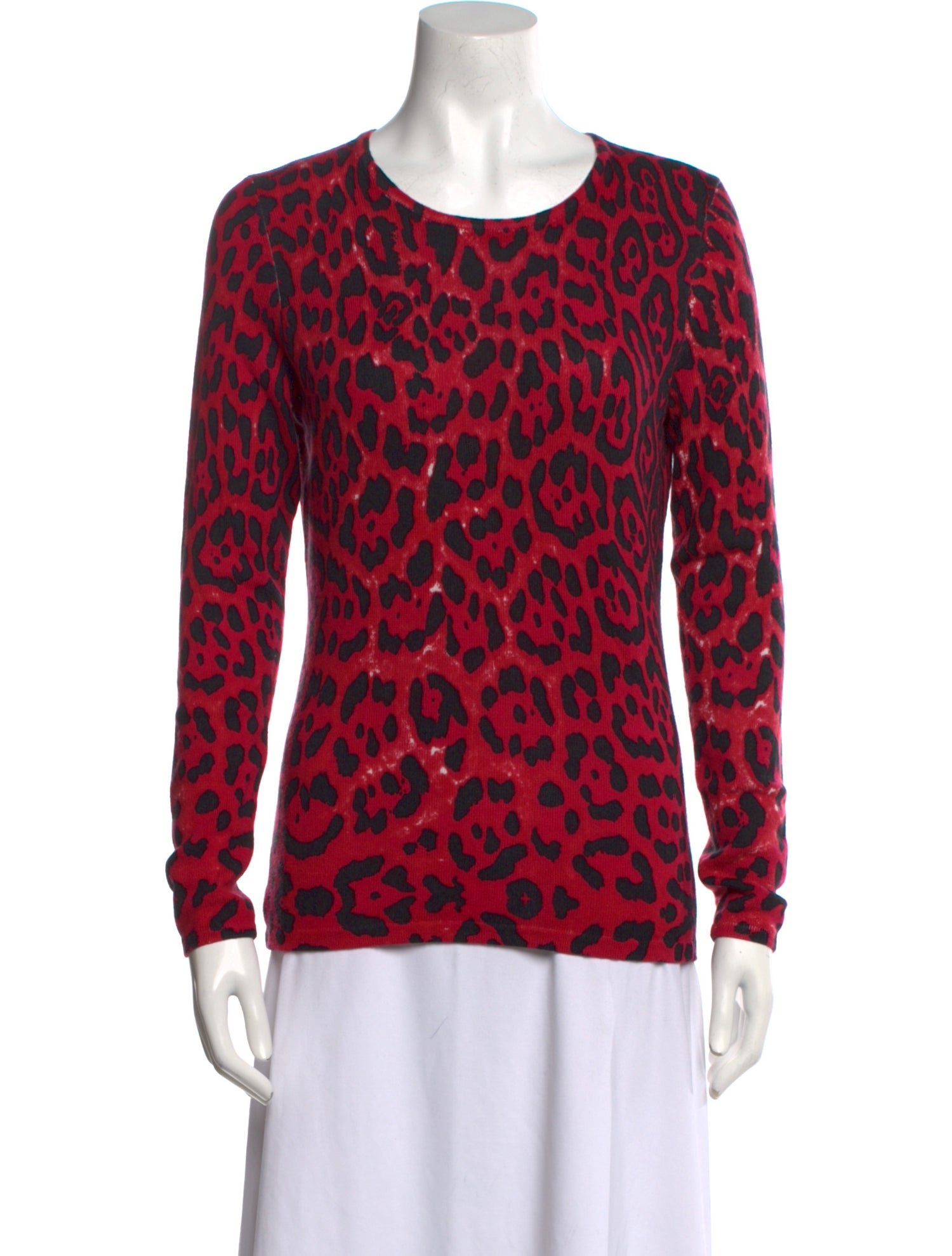 Neiman Marcus Cashmere Animal Print Sweater