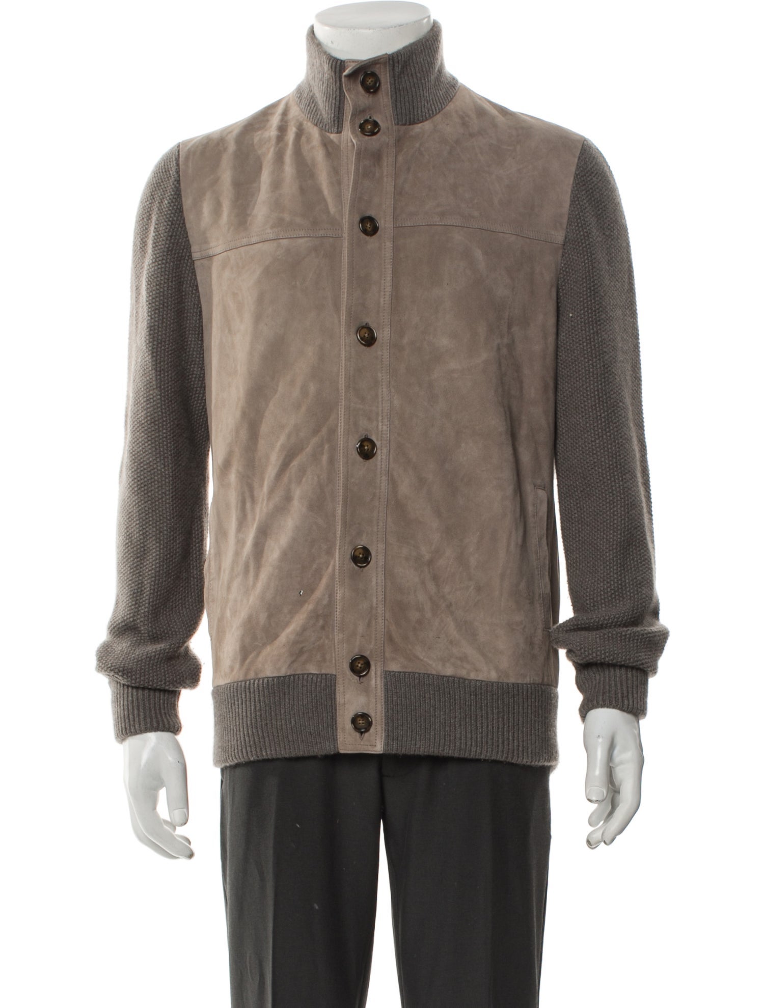 Neiman Marcus Cashmere Colorblock Pattern Bomber Jacket