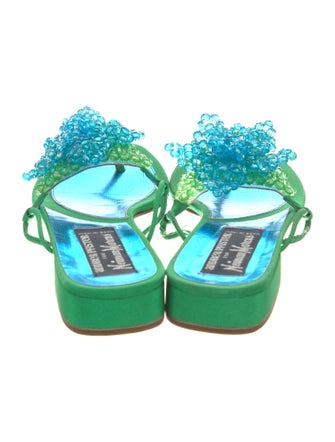 Neiman Marcus Satin Beaded Accents Sandals