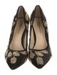 Neiman Marcus Velvet Printed Pumps