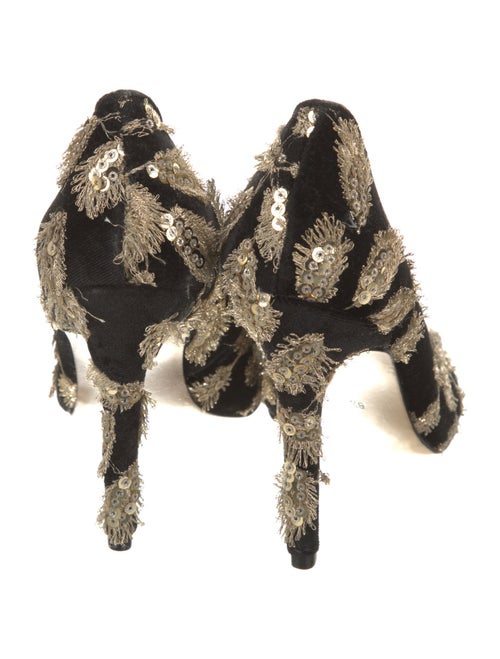 Neiman Marcus Velvet Printed Pumps