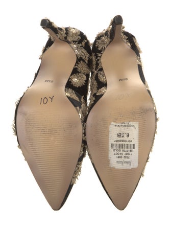 Neiman Marcus Velvet Printed Pumps