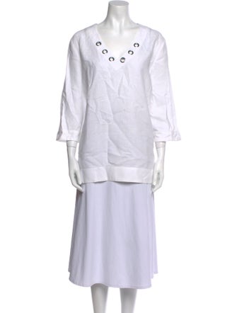 Neiman Marcus Linen V-Neck Tunic