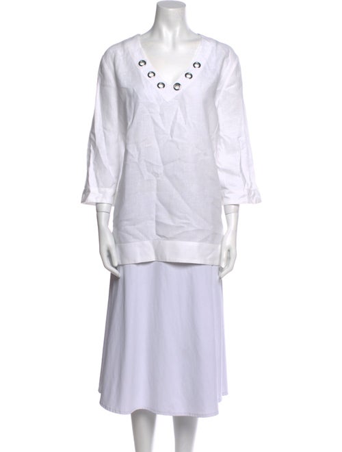 Neiman Marcus Linen V-Neck Tunic