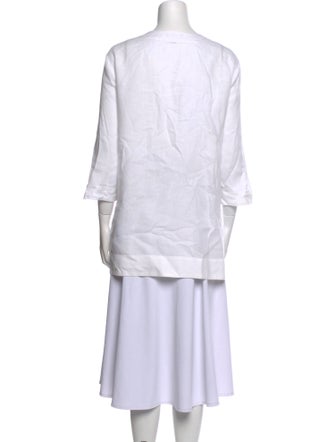 Neiman Marcus Linen V-Neck Tunic