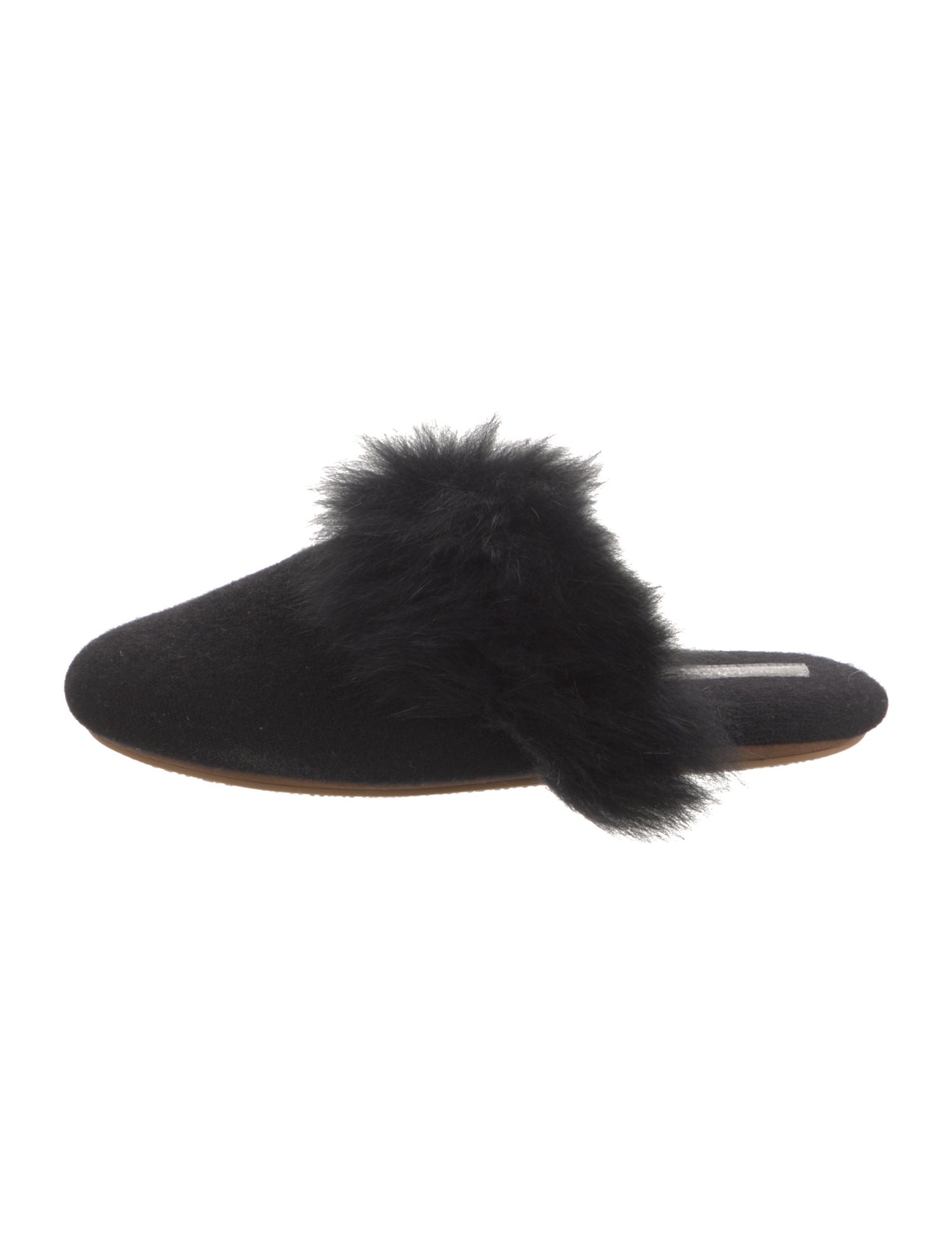 Neiman Marcus Wool Fur Trim Slippers