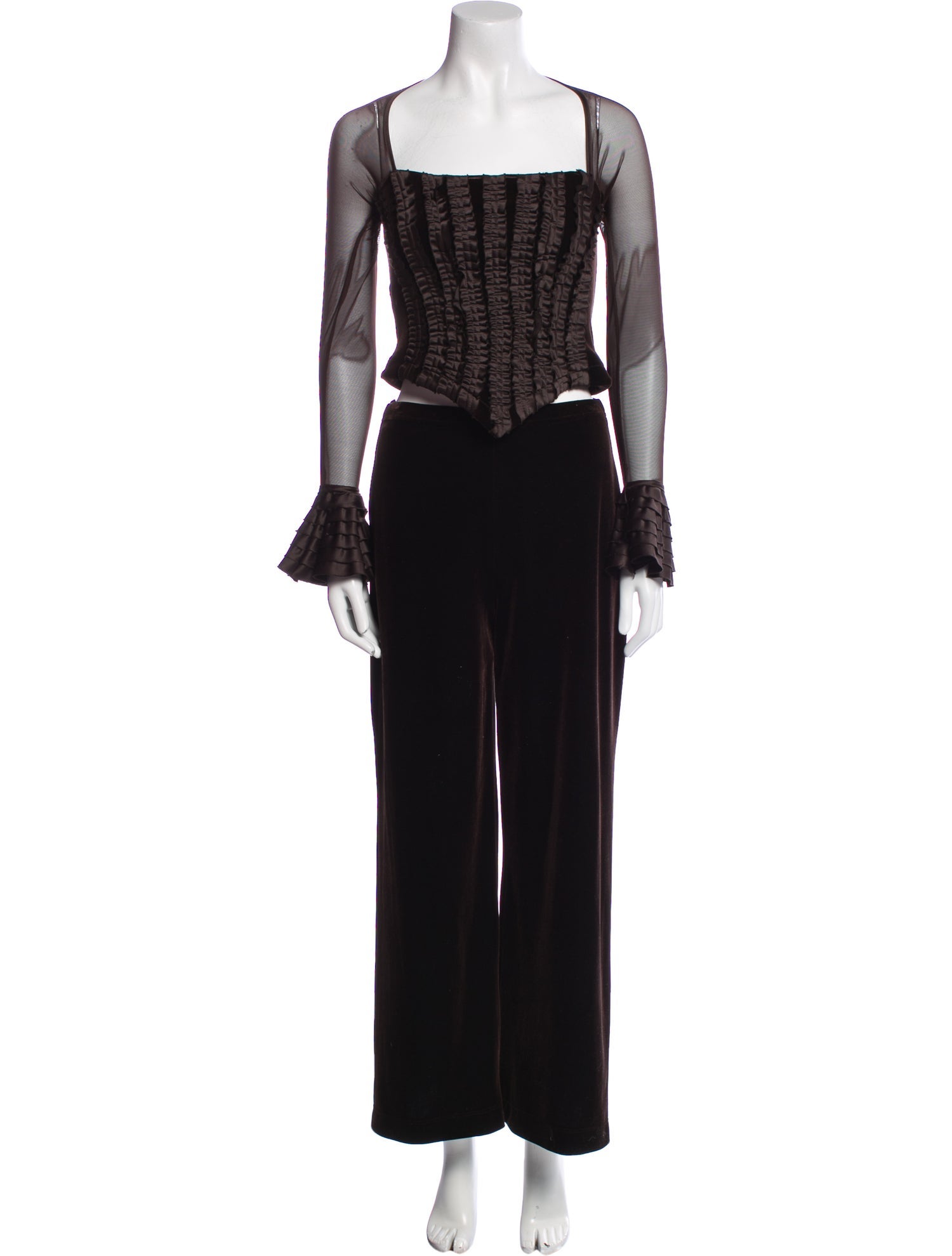 Neiman Marcus Mesh Accents Pant Set