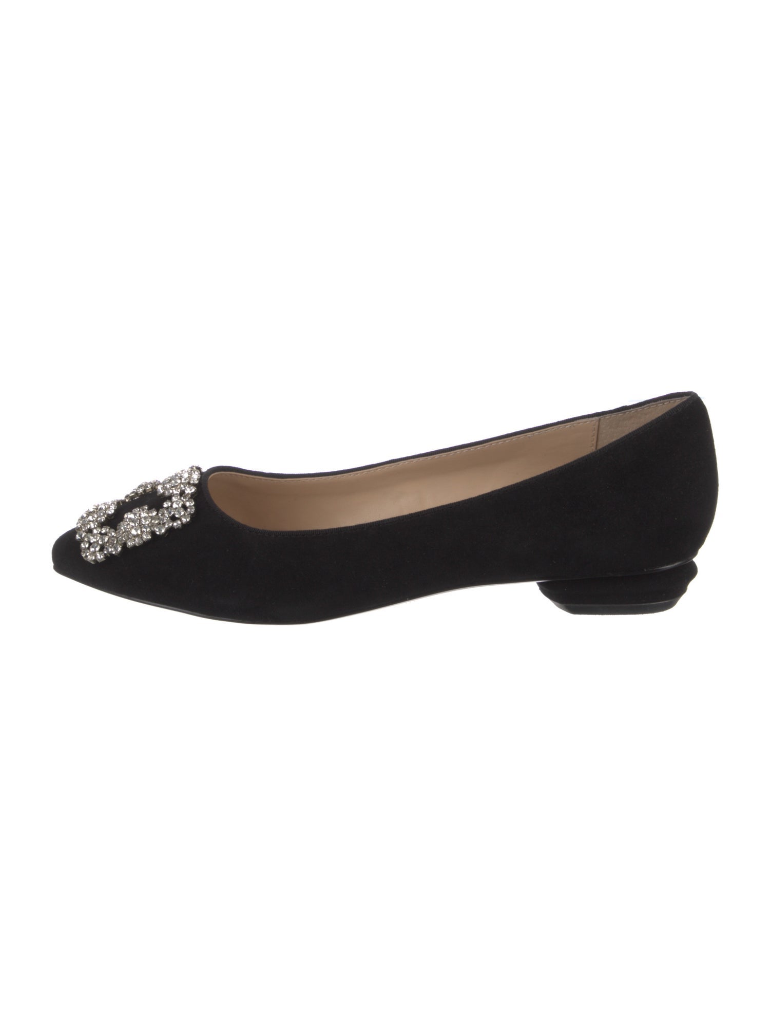 Neiman Marcus Suede Crystal Embellishments Flats