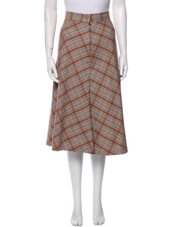 Neiman Marcus Plaid Print Midi Length Skirt