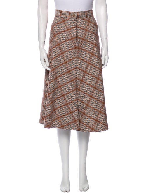 Neiman Marcus Plaid Print Midi Length Skirt