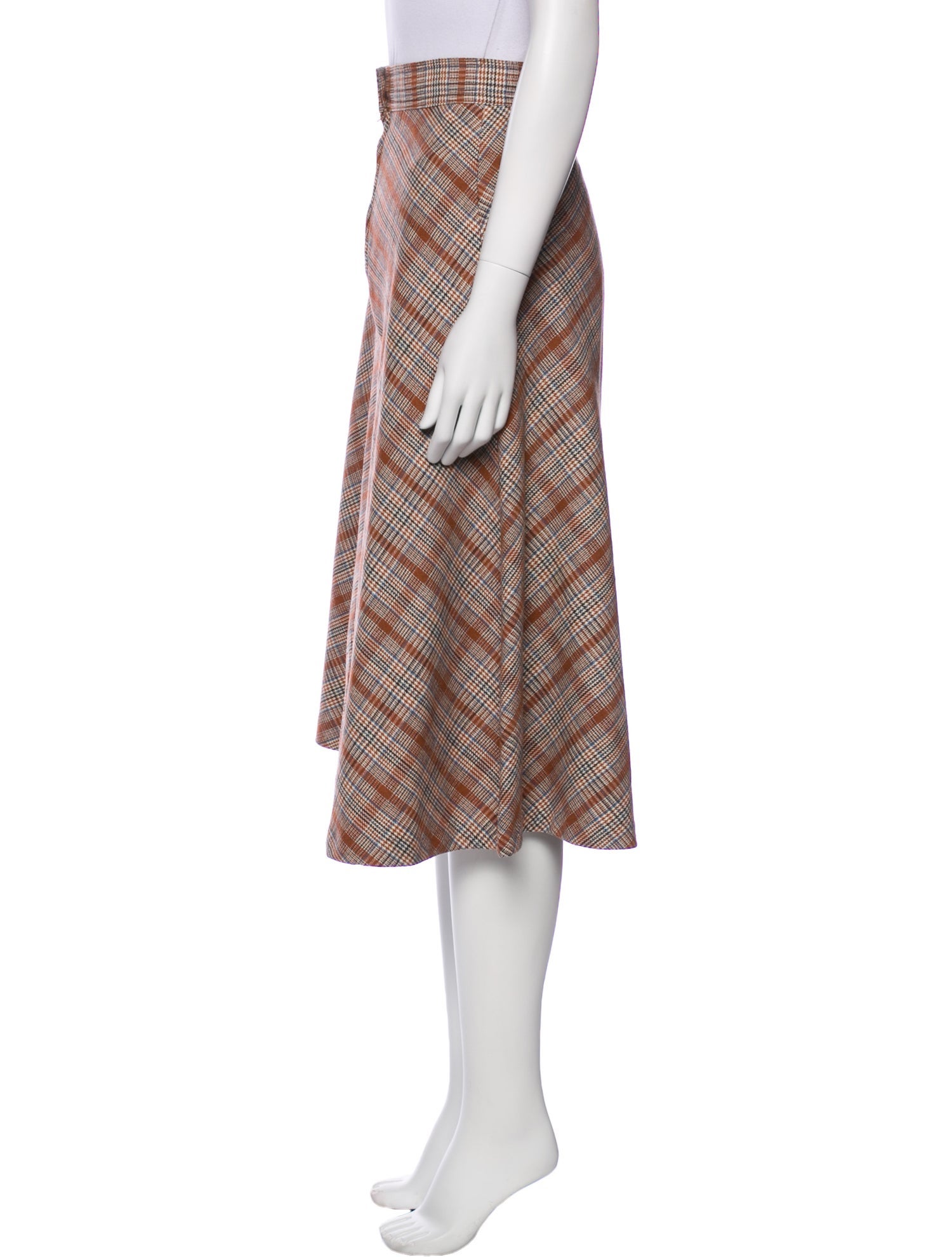 Neiman Marcus Plaid Print Midi Length Skirt