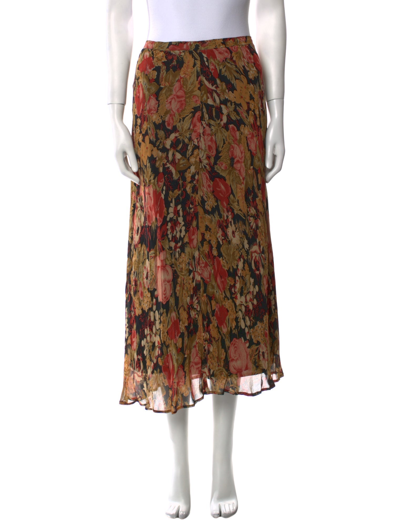 Neiman Marcus Floral Print Midi Length Skirt