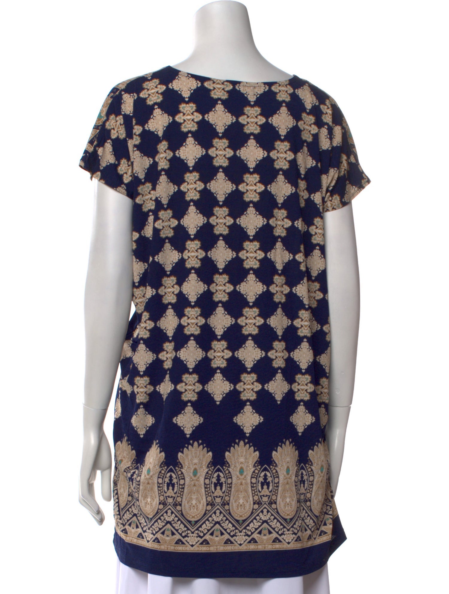 Neiman Marcus Paisley Print Scoop Neck Tunic