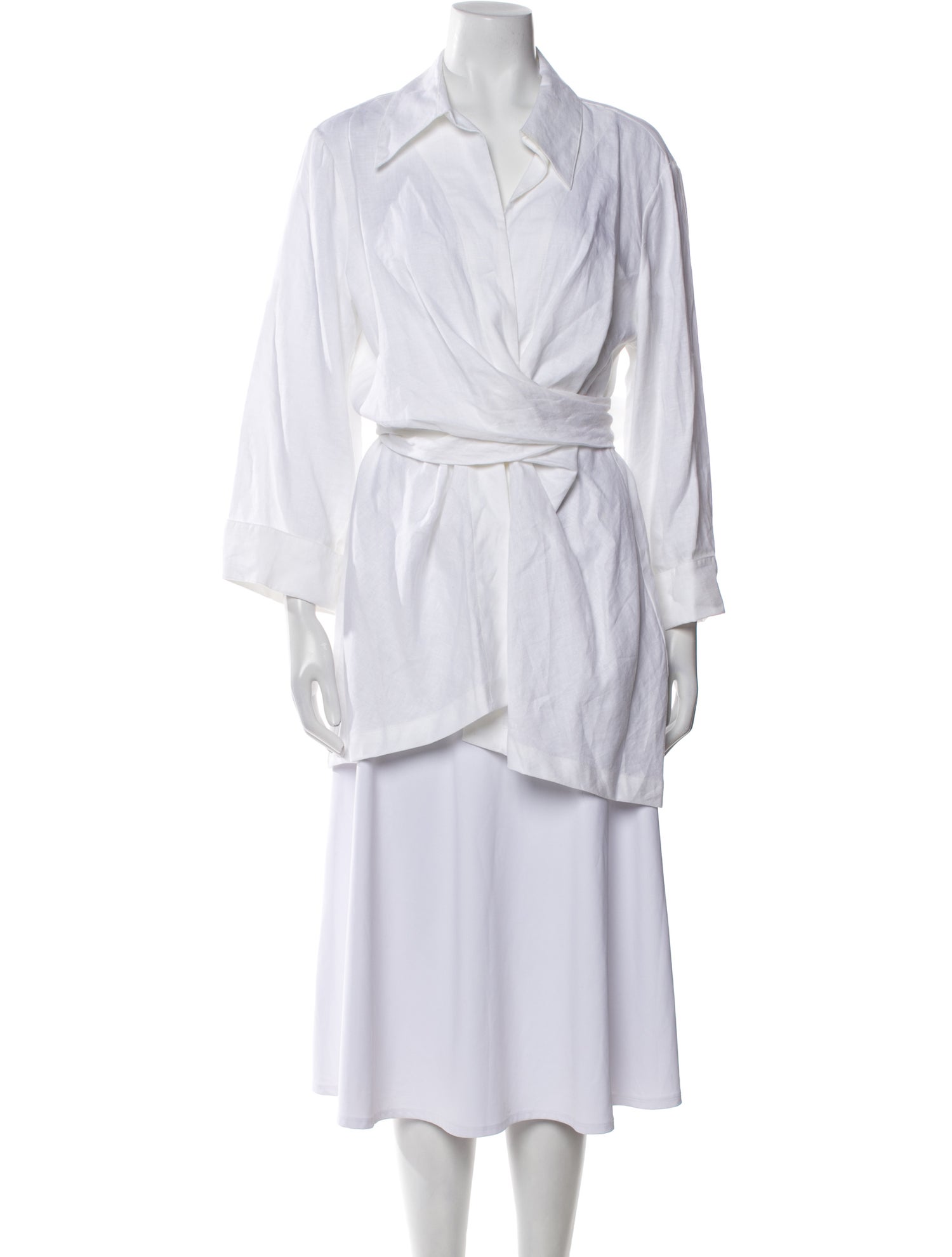 Neiman Marcus Linen Three-Quarter Sleeve Tunic