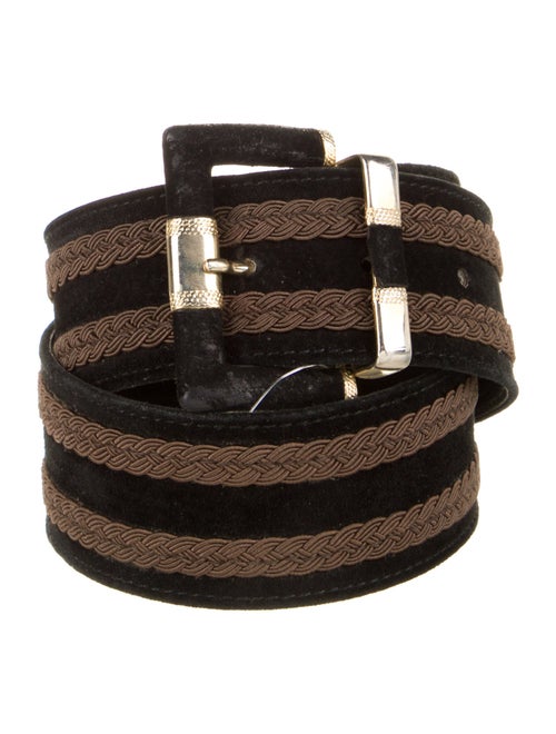 Neiman Marcus Suede Braided Accents Belt