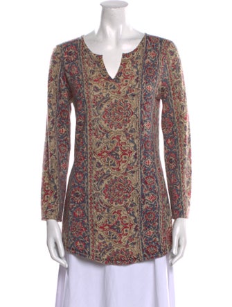 Neiman Marcus Cashmere Paisley Print Tunic