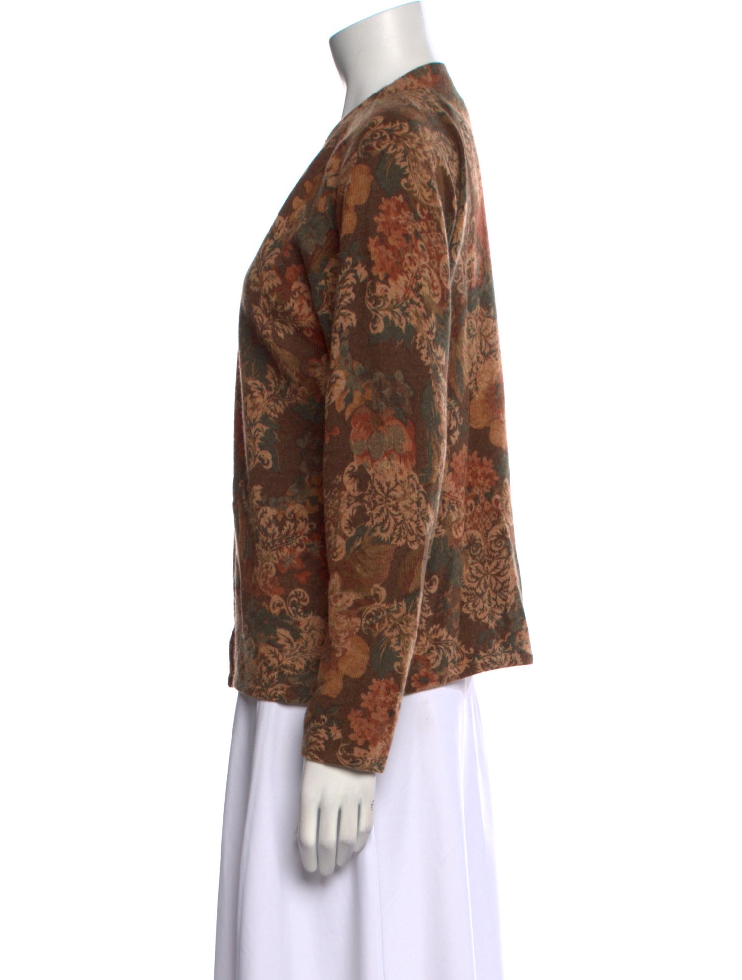 Neiman Marcus Cashmere Floral Print Sweater