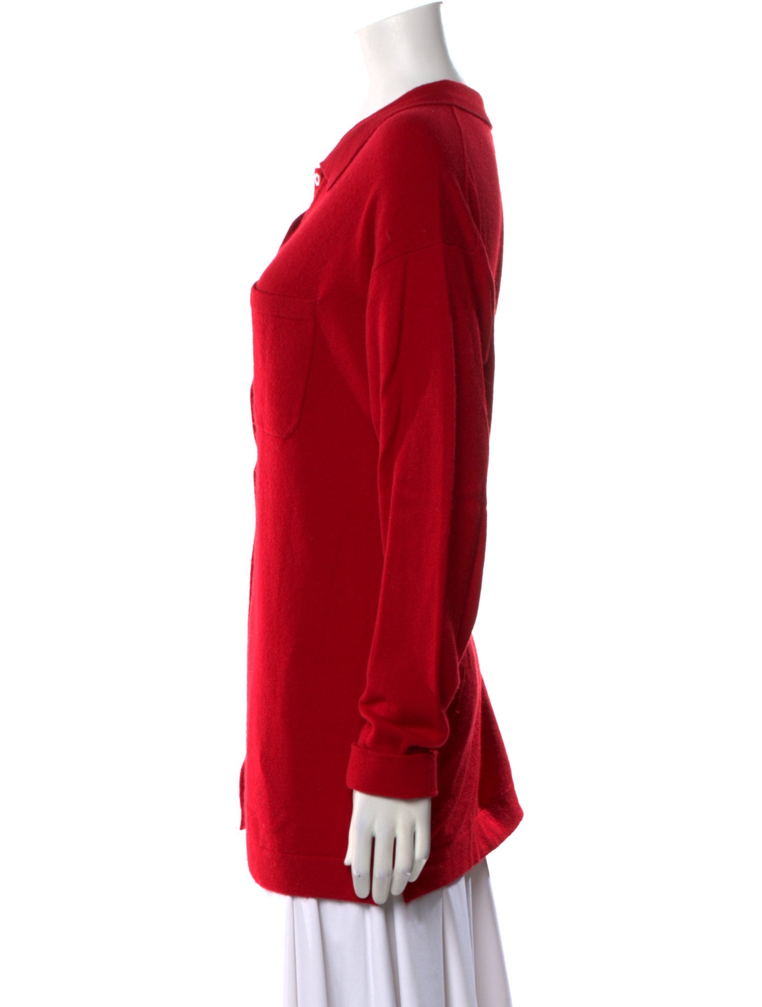 Neiman Marcus Cashmere Long Sleeve Button-Up Top