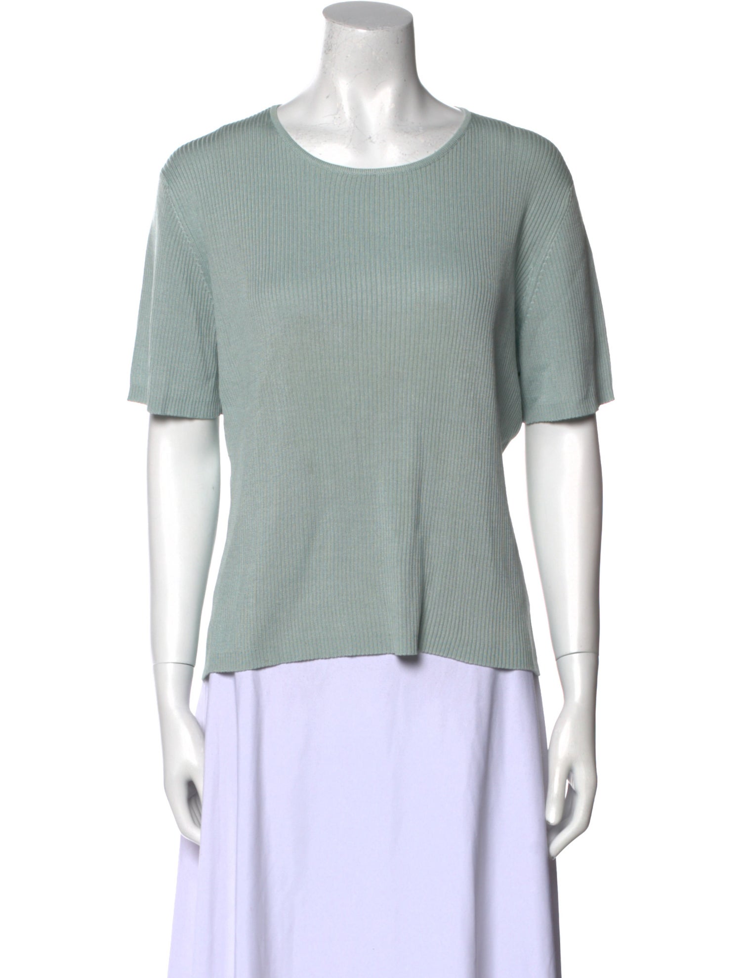 Neiman Marcus Silk Scoop Neck T-Shirt