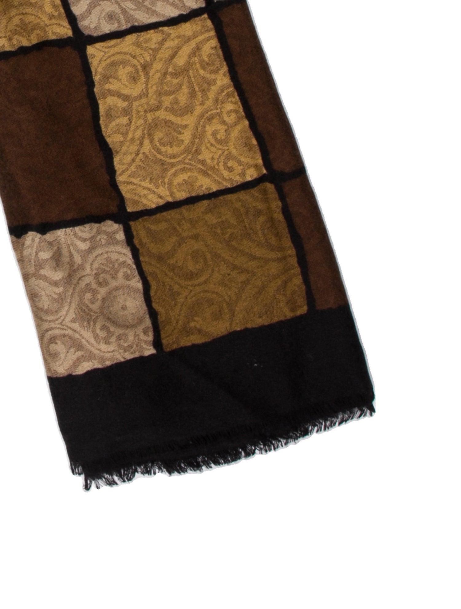 Neiman Marcus Wool Colorblock Pattern Scarf