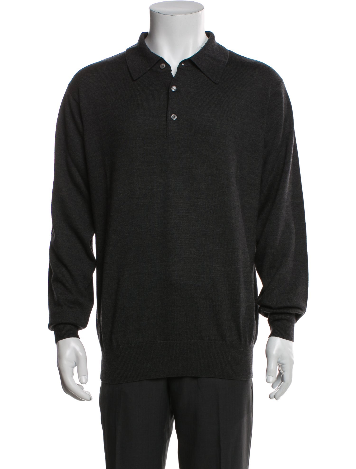 Neiman Marcus Merino Wool Mock Neck Polo Sweater
