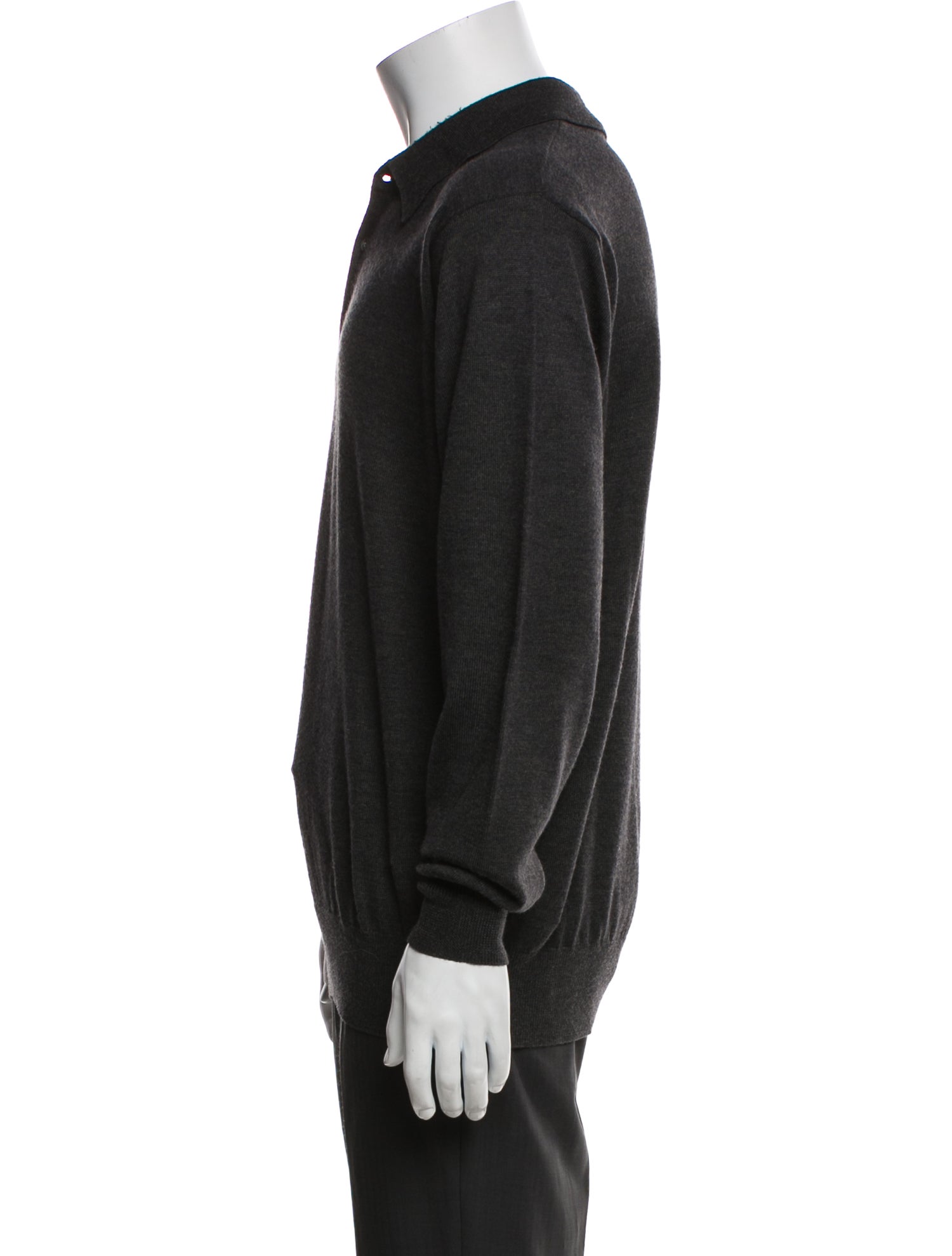 Neiman Marcus Merino Wool Mock Neck Polo Sweater