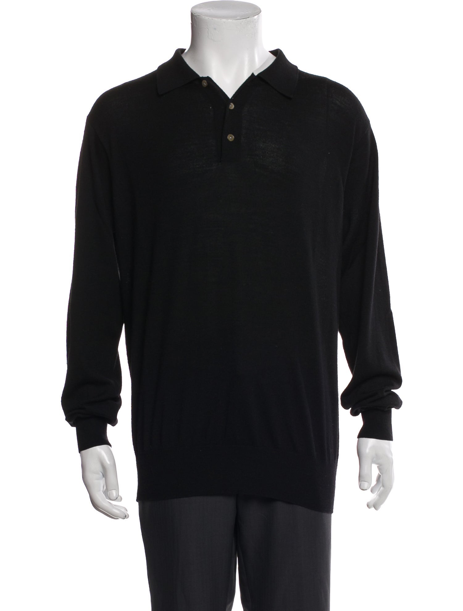 Neiman Marcus Merino Wool Mock Neck Polo Sweater