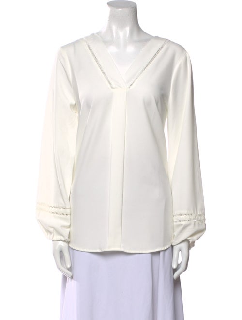 Neiman Marcus V-Neck Long Sleeve Blouse