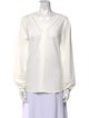 Neiman Marcus V-Neck Long Sleeve Blouse
