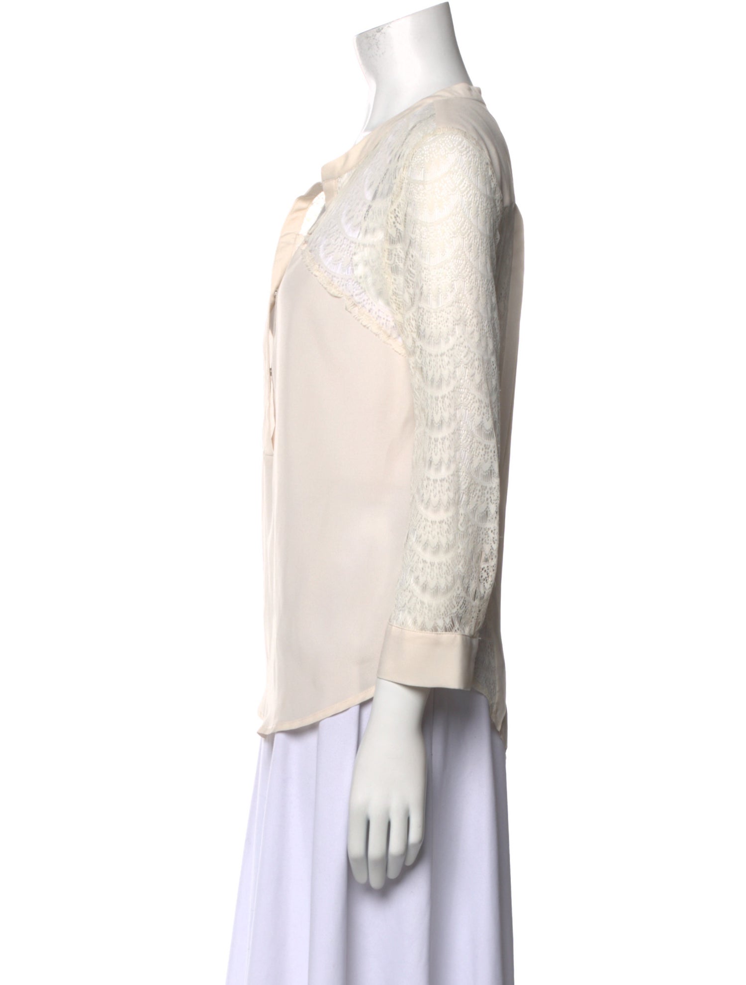 Neiman Marcus V-Neck Three-Quarter Sleeve Blouse